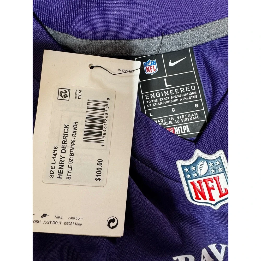 Nike Kids L-14/16 Purple Baltimore Ravens Derrick Henry Jersey NFL Team Apparel